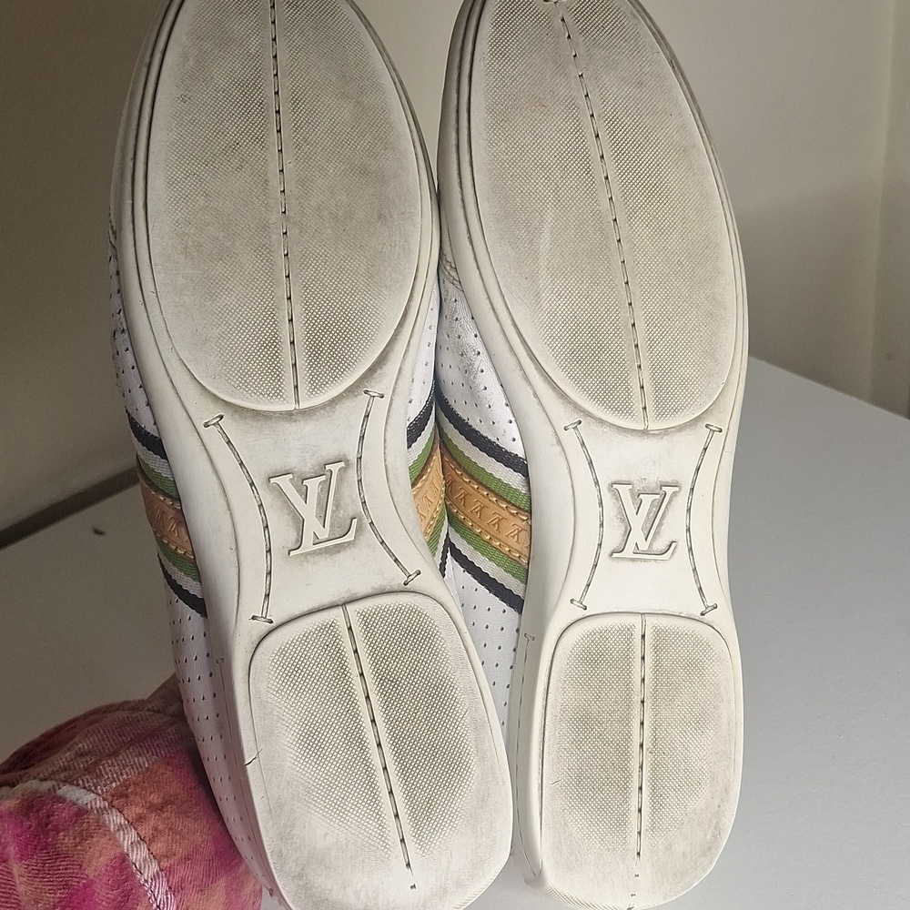 Louis Vuitton White Perforated Leather Bastia Sneakers Size Mens 7 - Picture 7 of 15